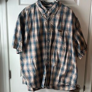 Carhartt Blue & Brown Checkered Short-sleeved Collared Shirt